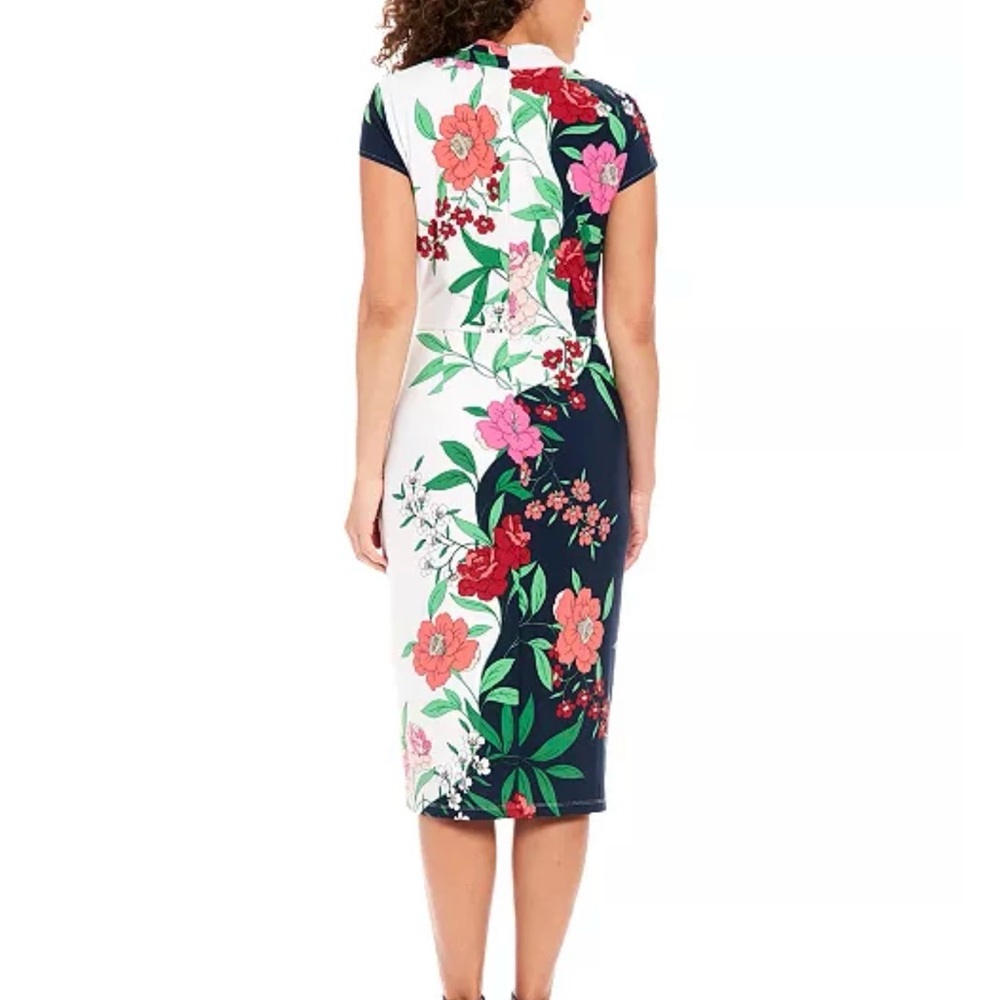 NWT London Times Women's Floral V-Neck Cap-Sleeve Sheath Dress Size 22W - Picture 2 of 16